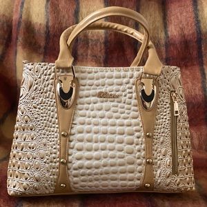 BALINA,,EMBOSSED LEATHER HANDBAG
